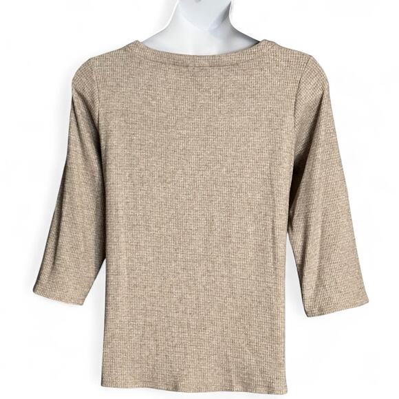 J. Jill Wearever Tunic Top Plus Sz 2X Heather Tan Waffle Knit 3/4 Sleeve Casual - Picture 6 of 8